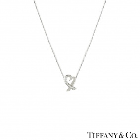 Tiffany & Co. White Gold Diamond Loving Heart Pendant